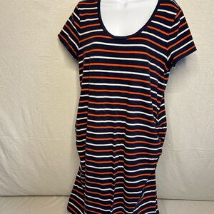 Old Navy Orange and Blue Mini Maternity Dress